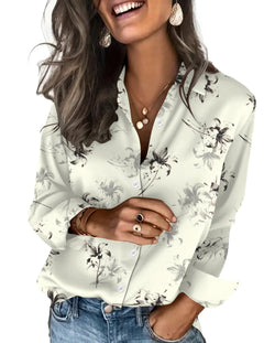 Zeagoo Satin Blouses for Women Silk Button Down Shirts Long Sleeve Tops - Sable & Red